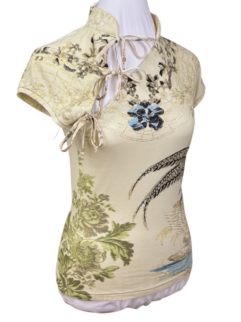 Roberto Cavalli SS2003 Pheasant Print Chinoiserie Top